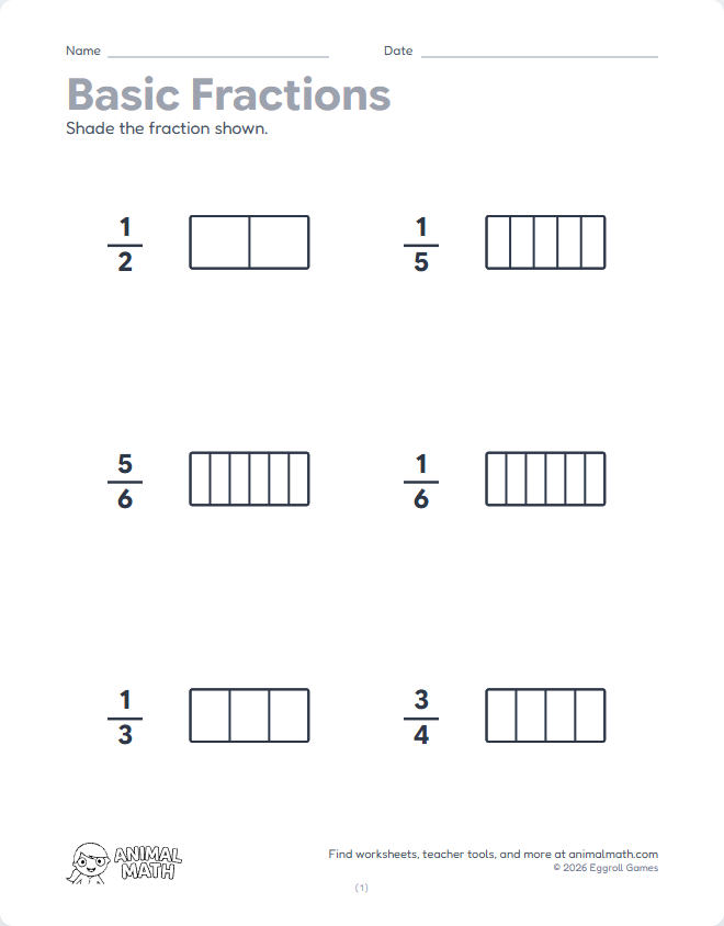 Shade Fractions - Rectangles