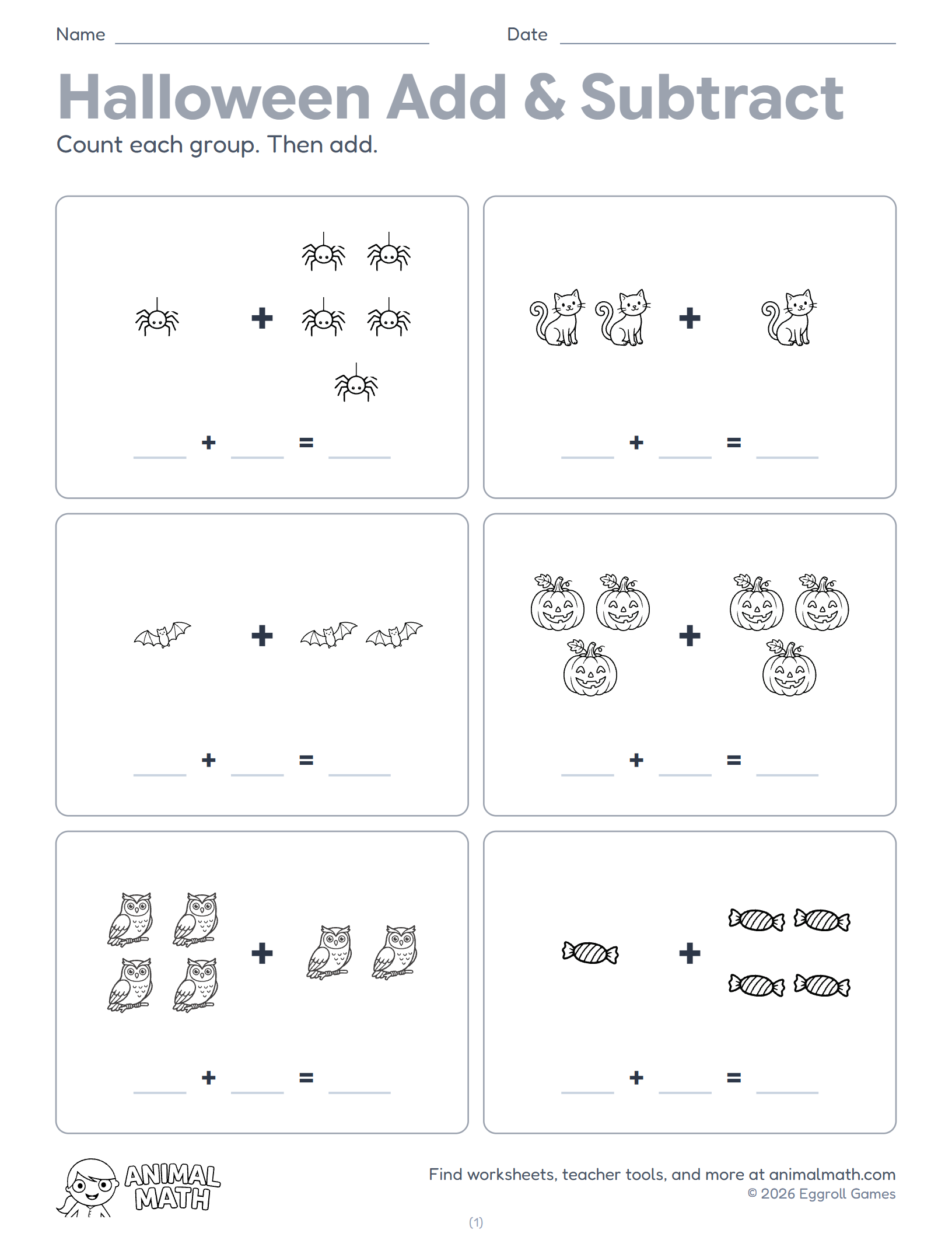 Halloween Add & Subtract