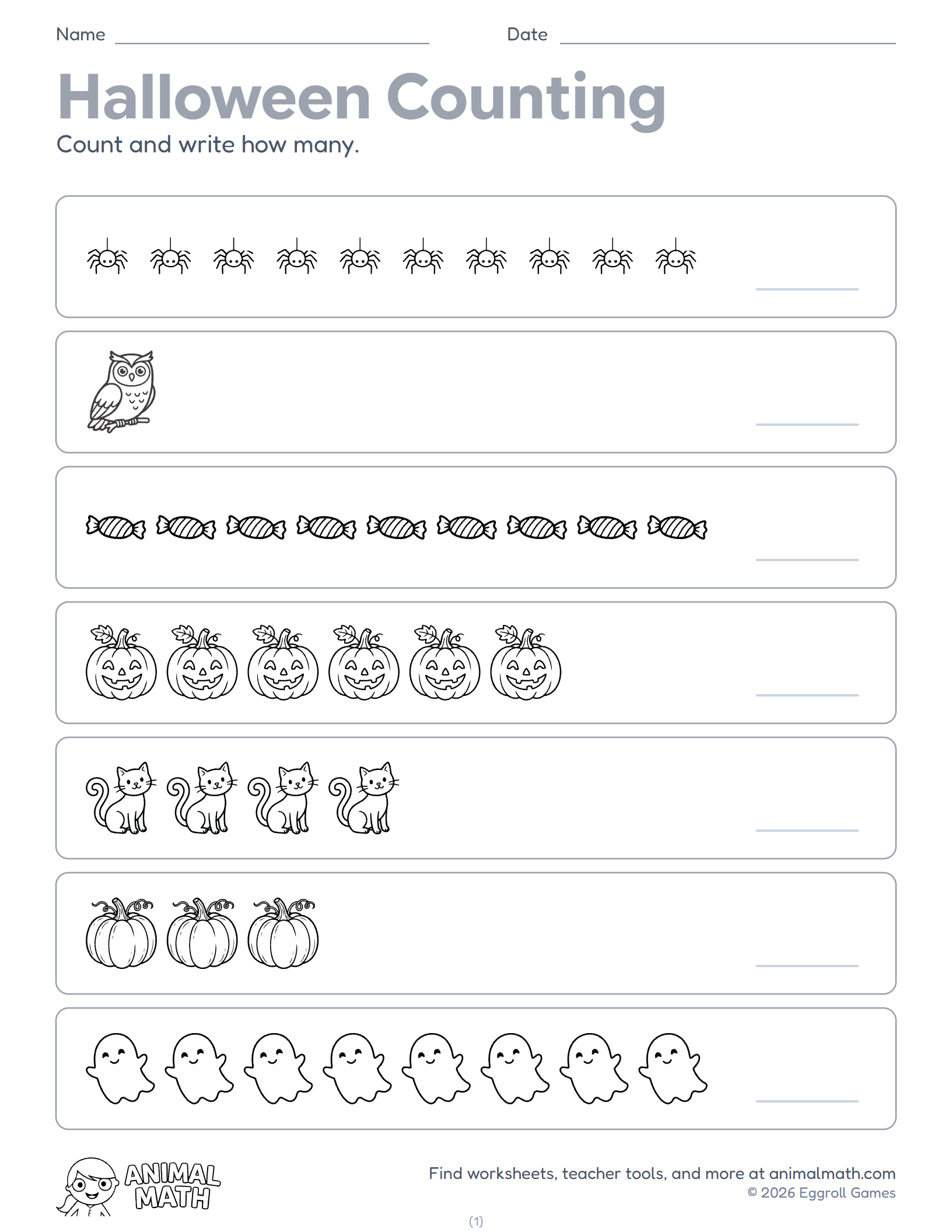 Halloween Counting to 10 preview