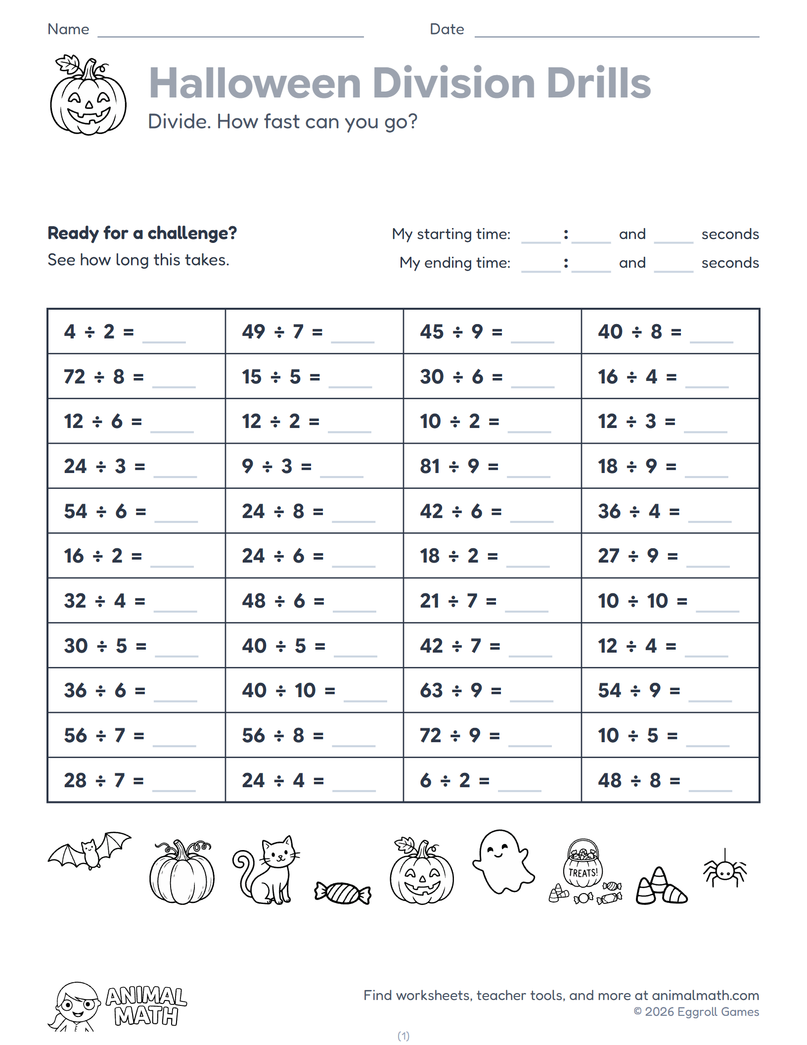 Halloween Division Drills