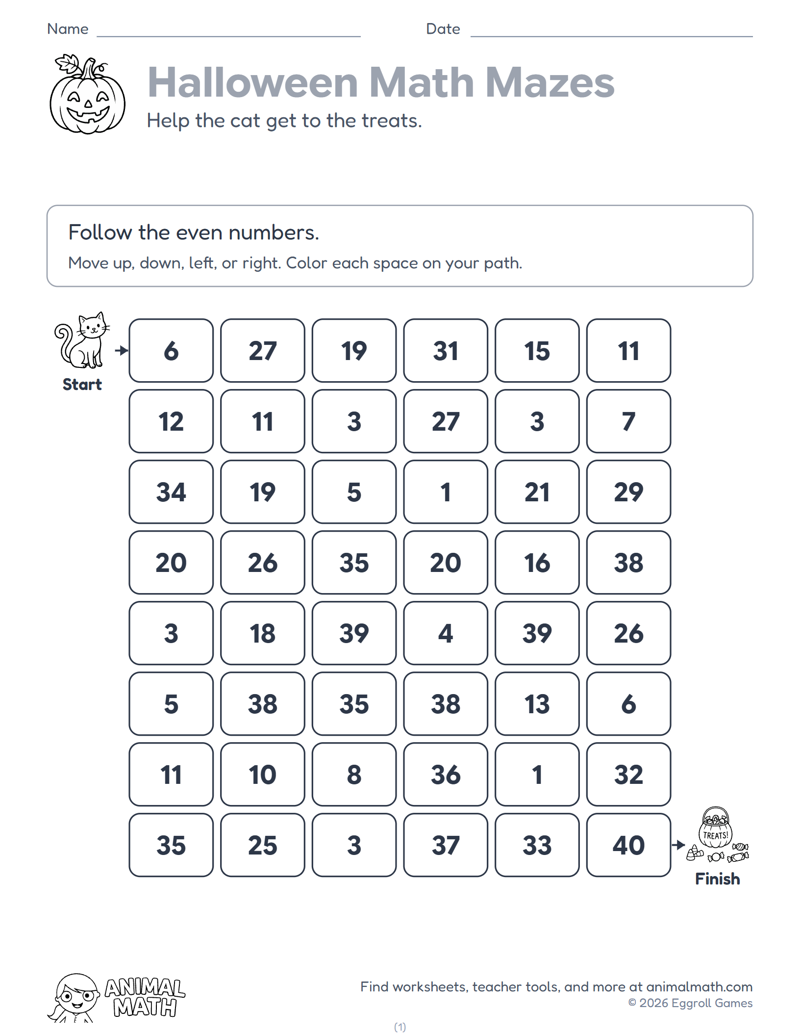 Halloween Math Mazes