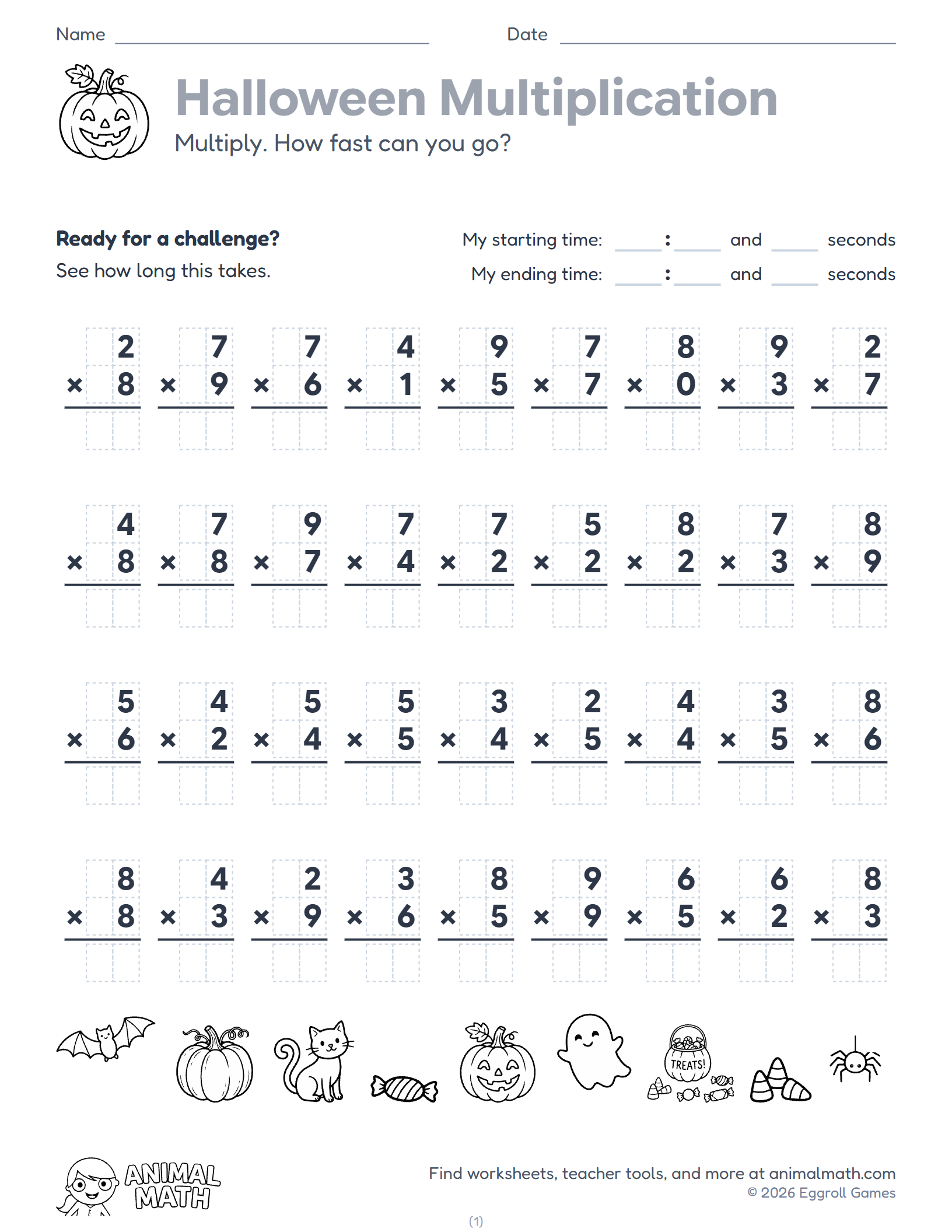 Halloween Multiplication Drills