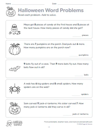 Halloween Word Problems