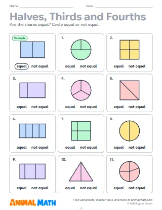 Halves, Thirds and Fourths