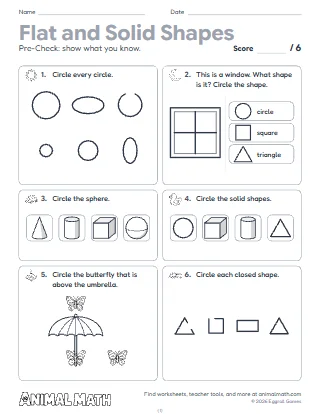 Kindergarten Flat and Solid Shapes Test