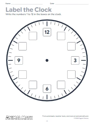 Label the Clock: Hours, Minutes and Parts of a Clock