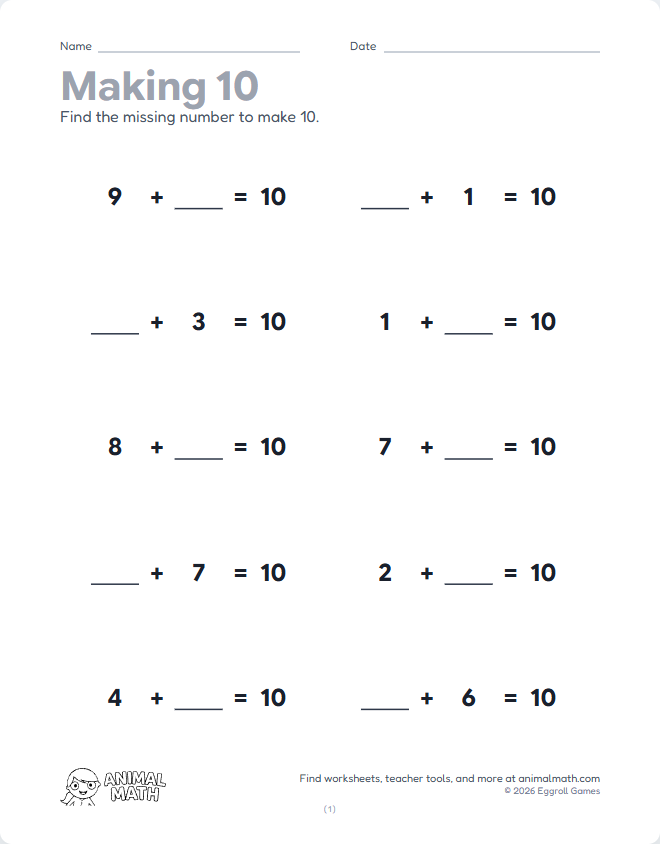 Making 10 - Equations (Set 2)