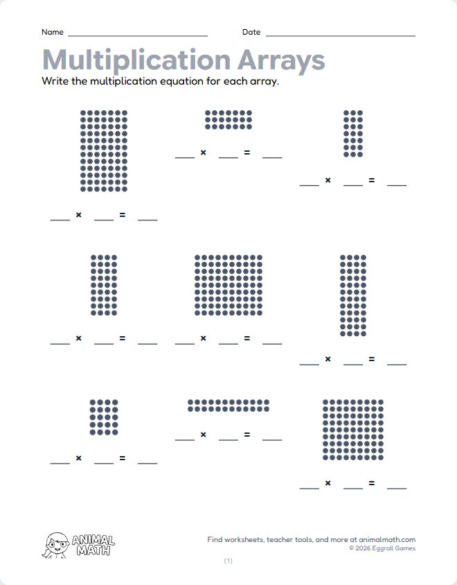 Multiplication Arrays to 12