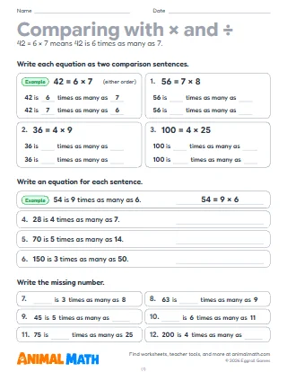 Multiplicative Comparison Word Problems
