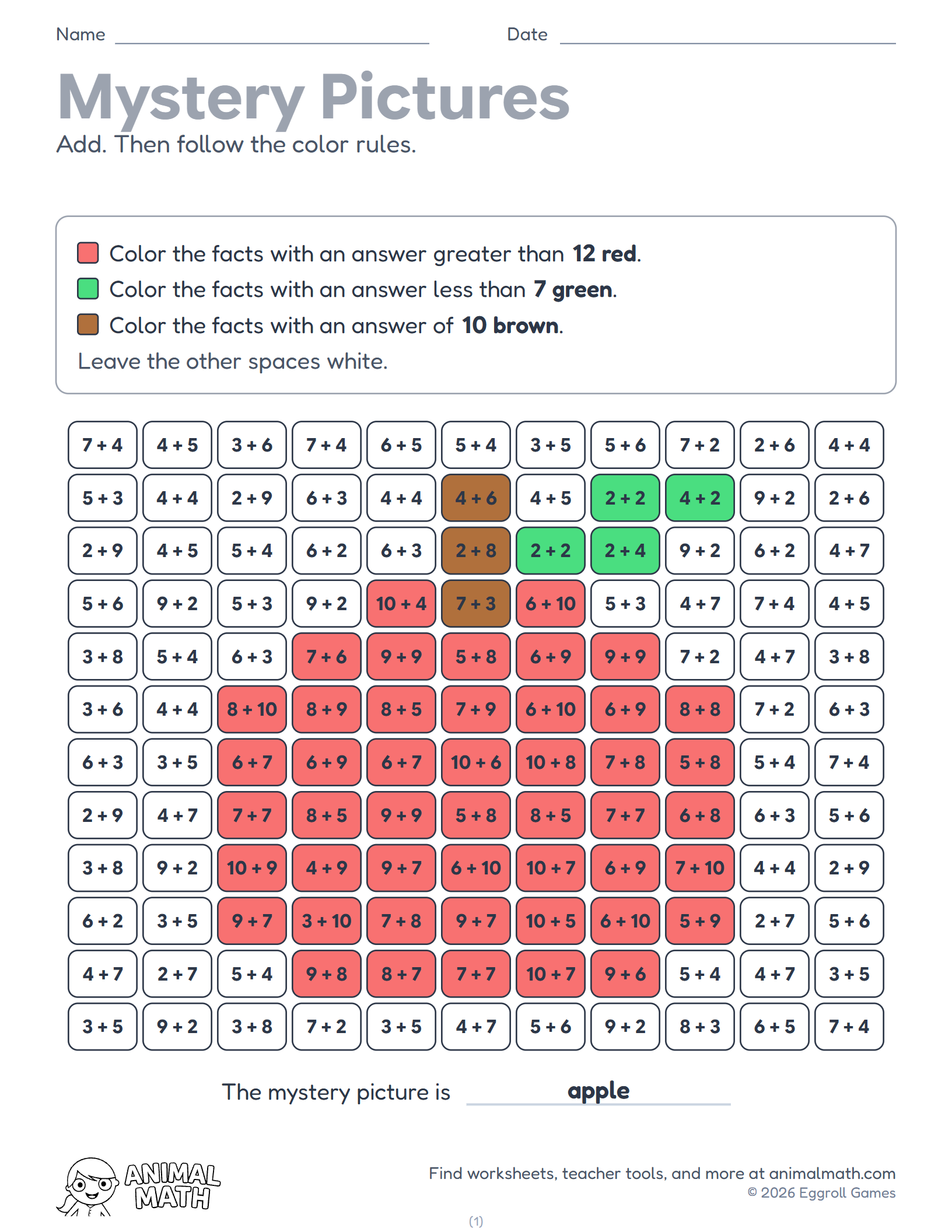 Mystery Pictures: Math Facts