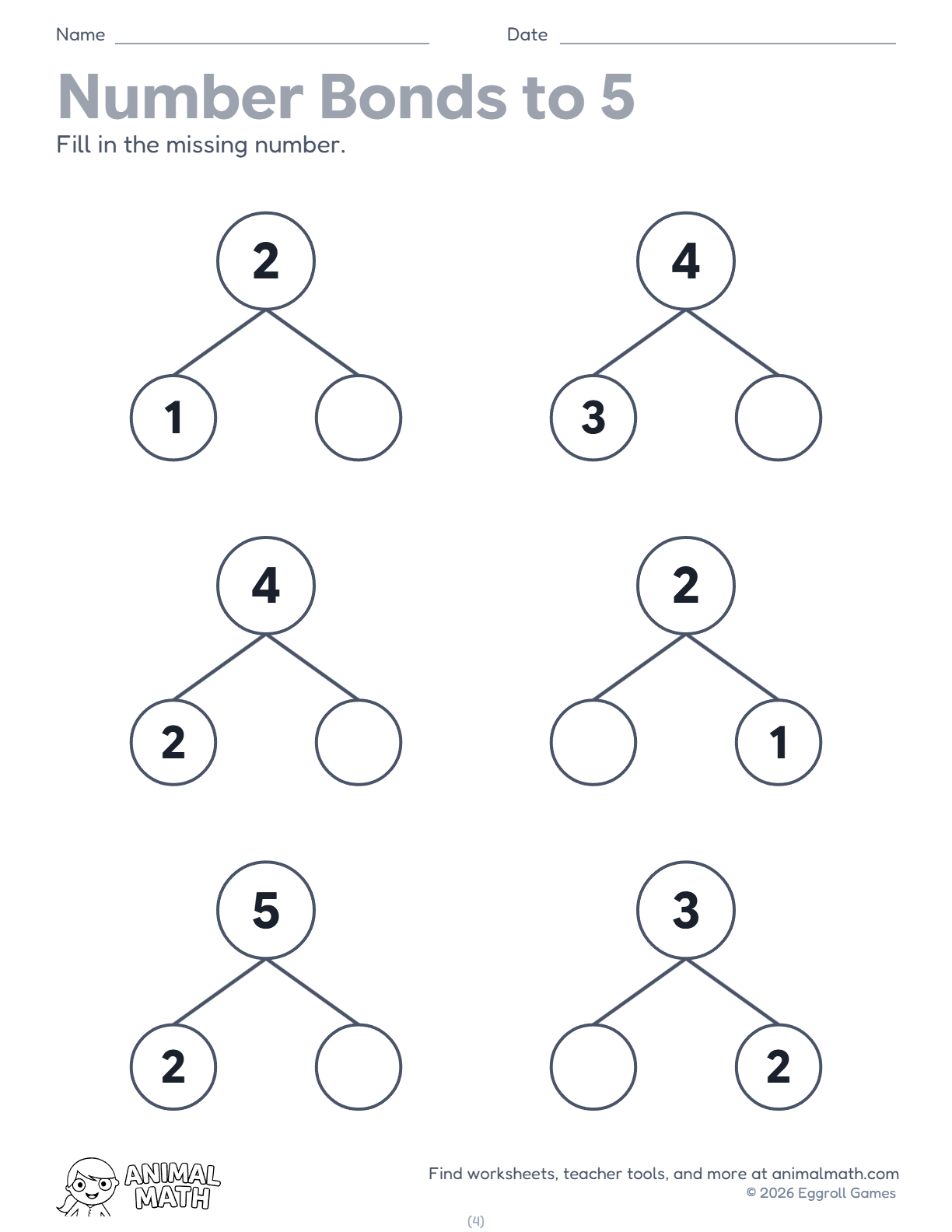 Number Bonds to 5 preview