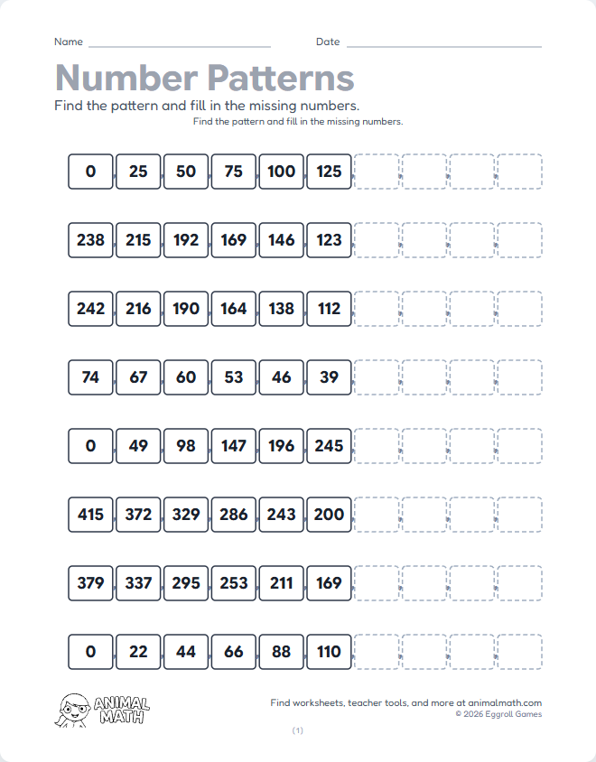 Number Patterns - Hard