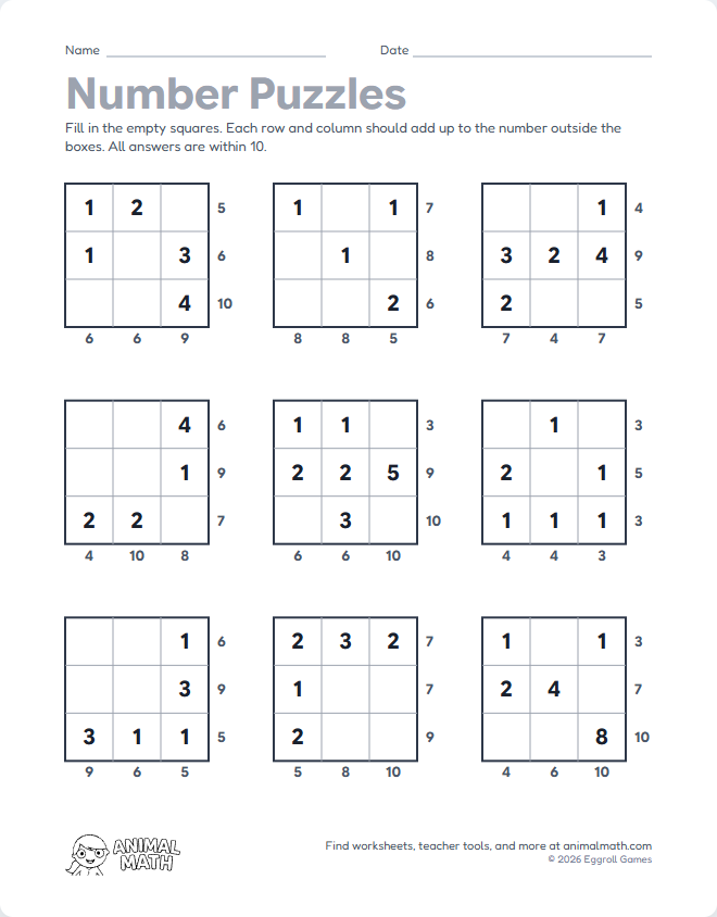 Number Puzzle to 10 preview