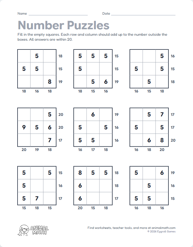 Number Puzzle to 20 preview