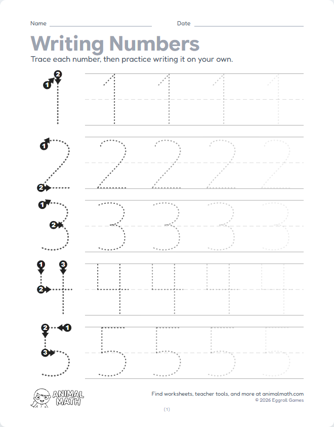 Number Tracing - Large