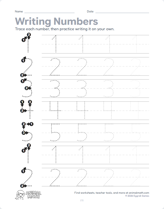 Number Tracing - Small