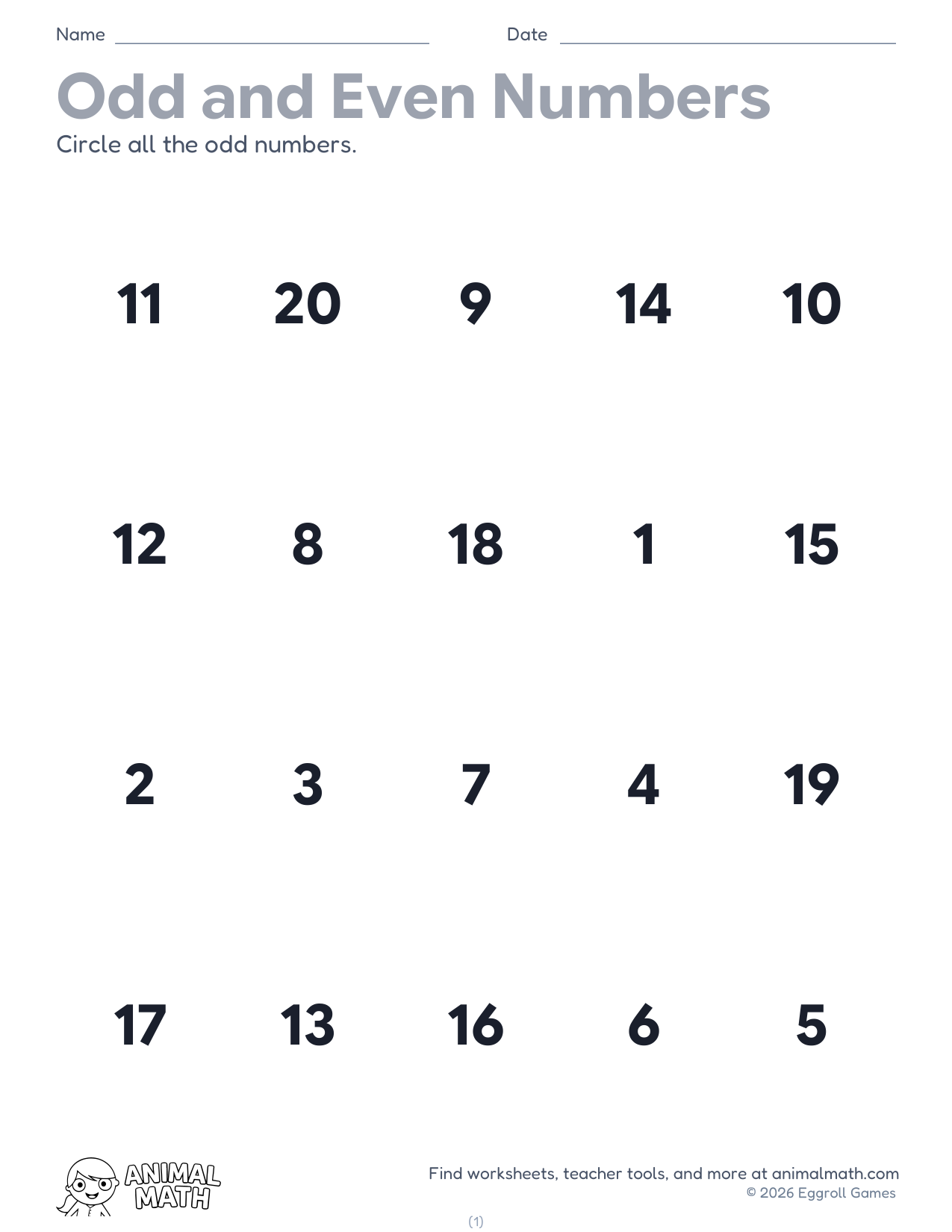 Odd & Even: Circle the Number
