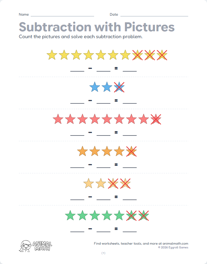 Picture Subtraction to 10 preview