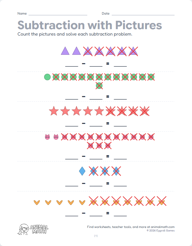 Picture Subtraction to 20 preview