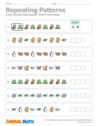 Repeating Patterns for 1st Grade