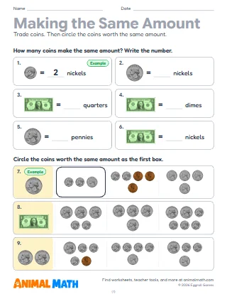 Same Amount, Different Coins