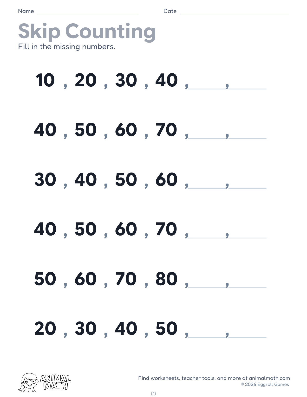 Skip Counting by 10s