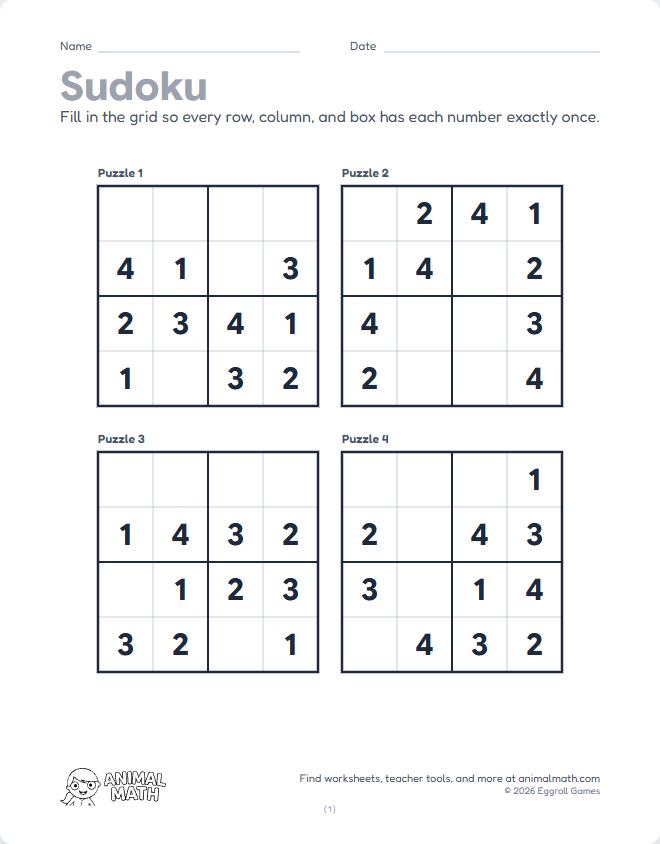 Sudoku 4x4 - Easy
