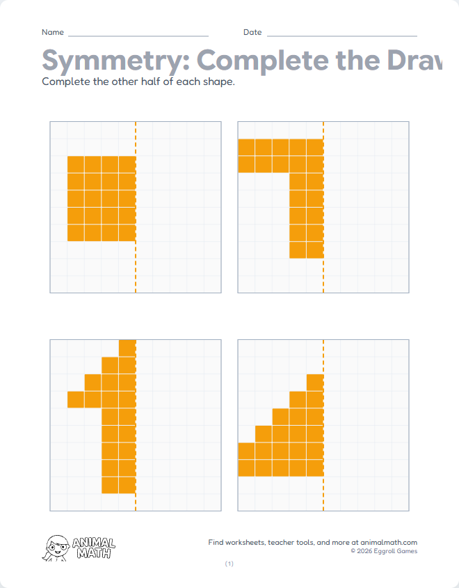 Symmetry - Complete the Shape (Simple)