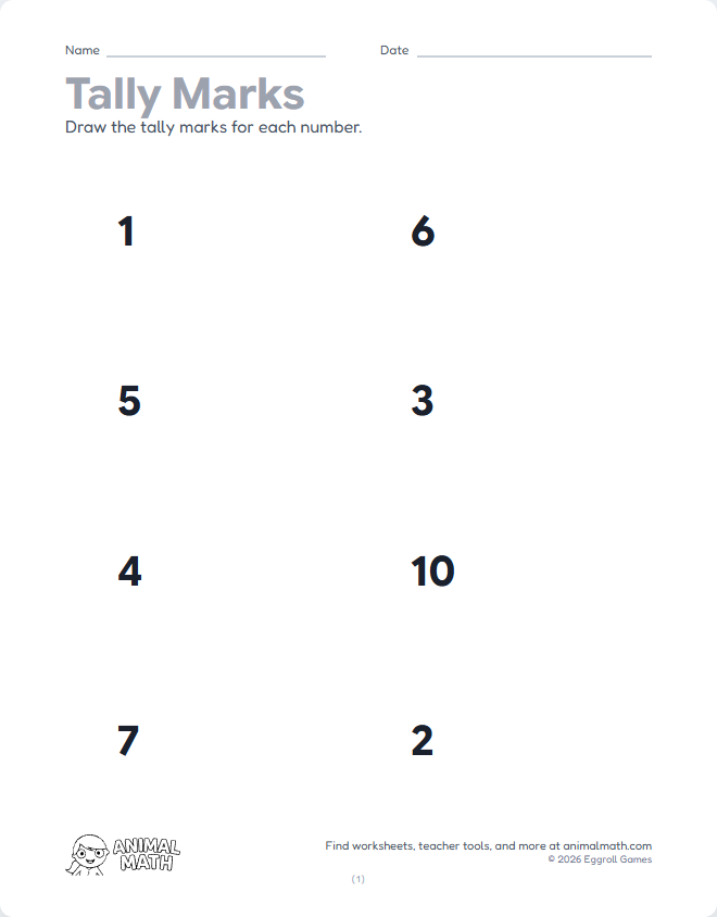 Tally Marks - Draw to 10 preview