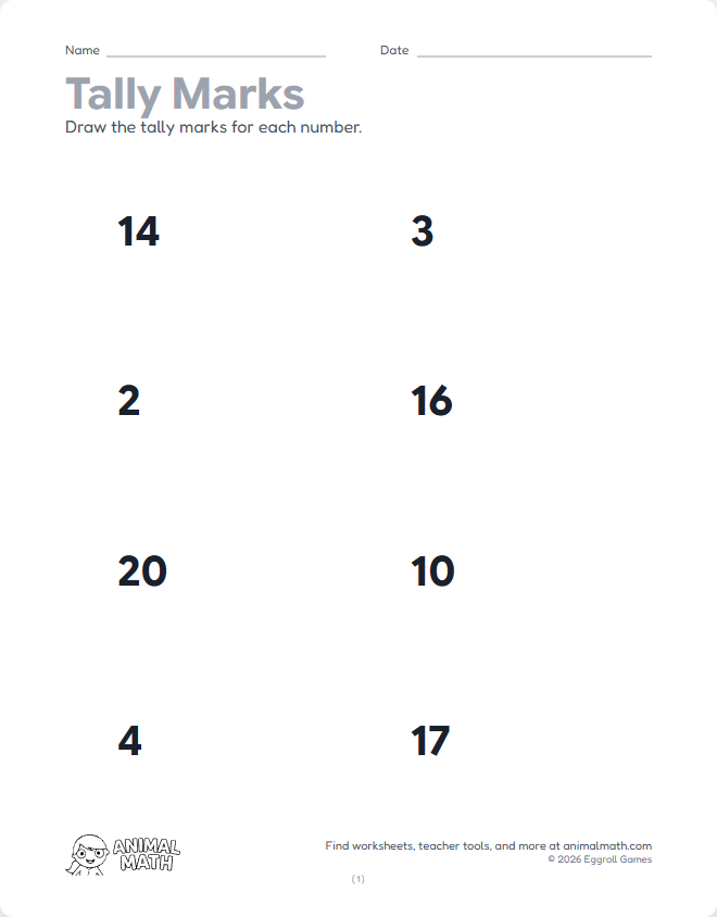 Tally Marks - Draw to 20 preview