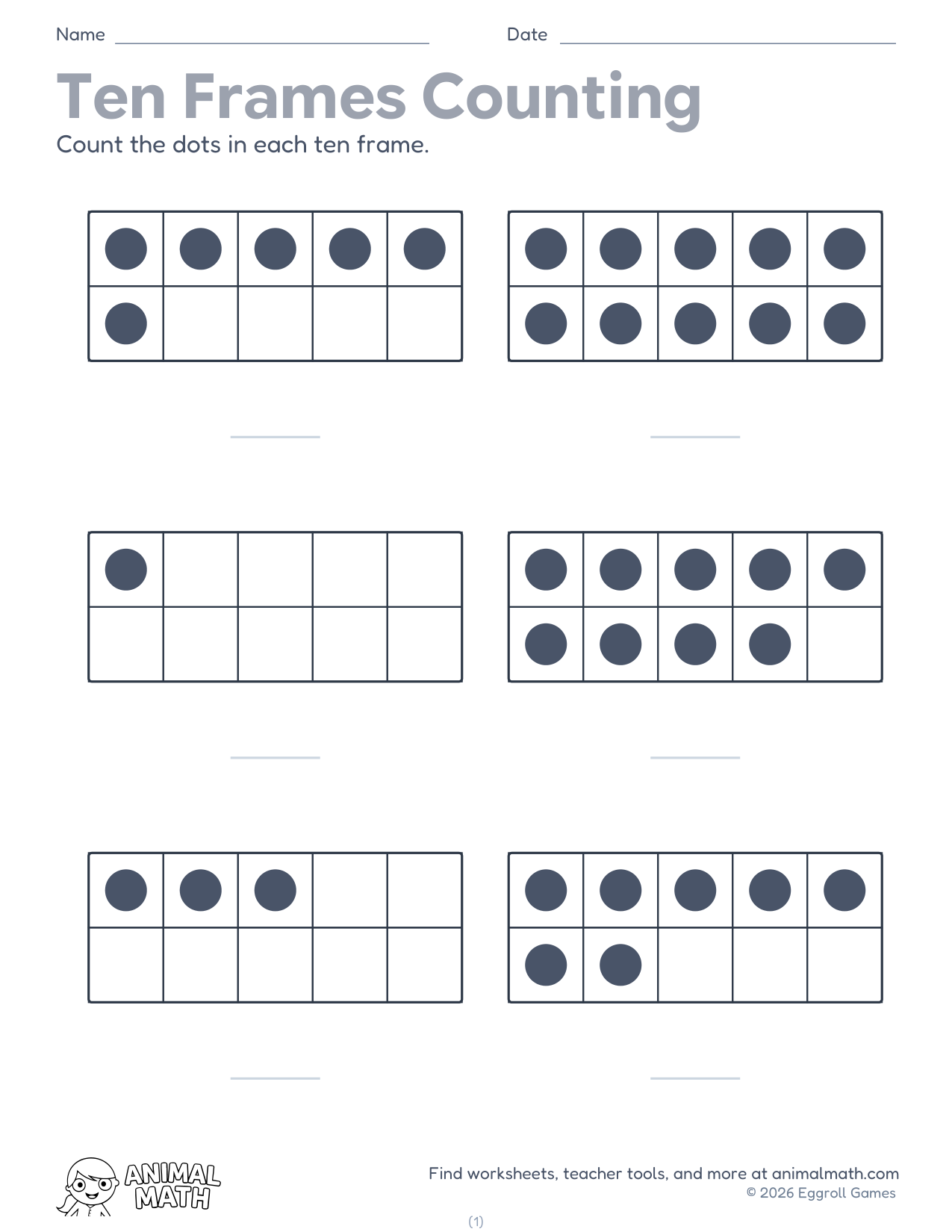 Ten Frames Counting to 10