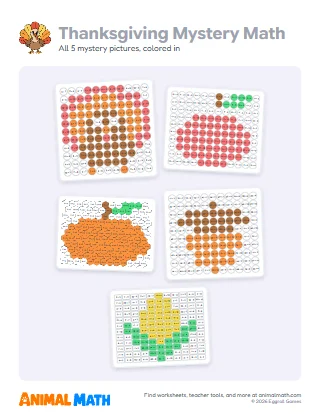 Thanksgiving Mystery Pictures: Math Facts