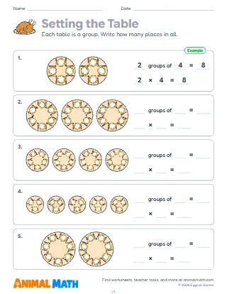 Thanksgiving Table Multiplication