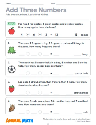 Three Addend Word Problems