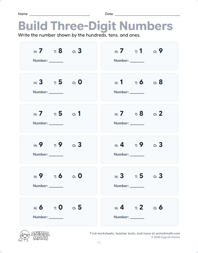 Three-Digit Place Value - Build (Mid)