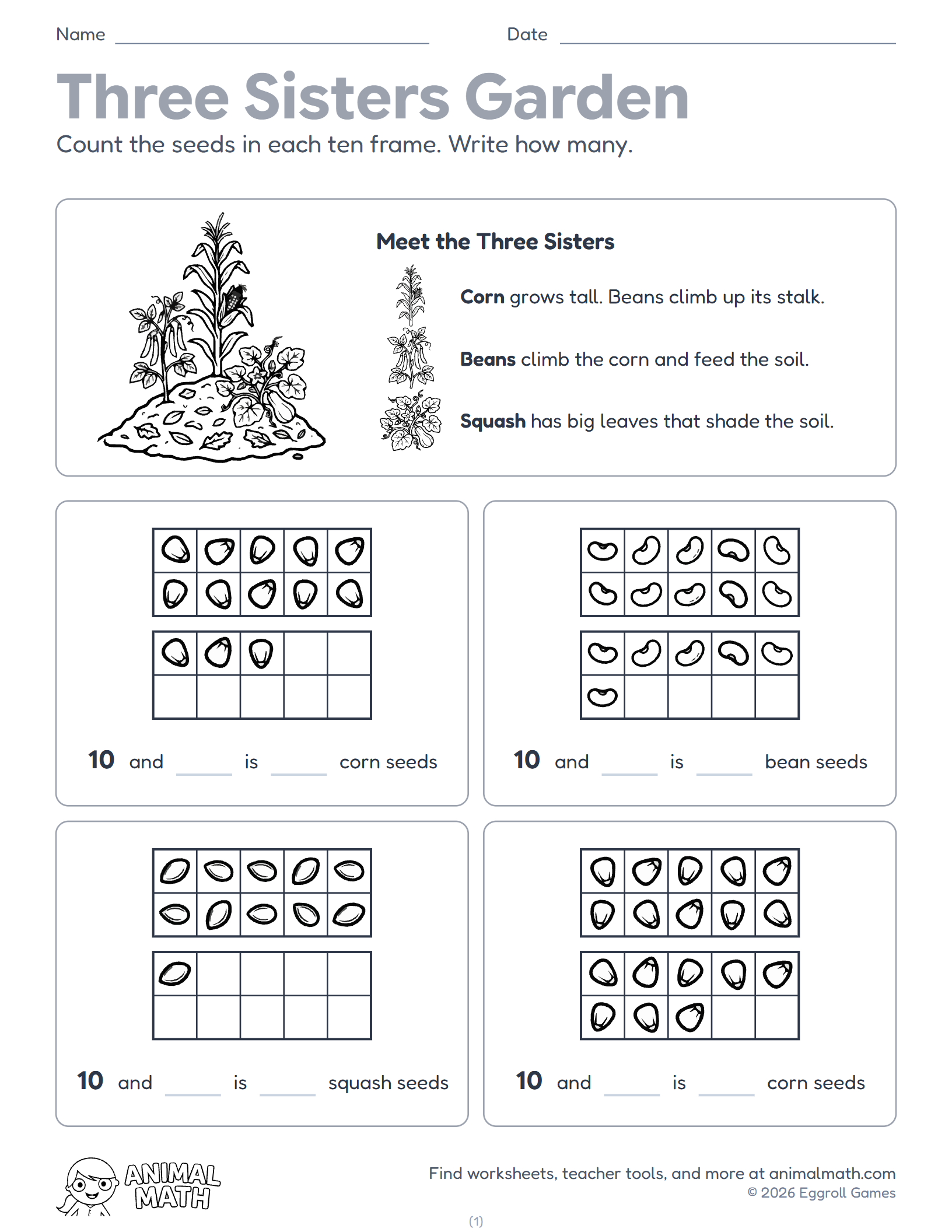 Three Sisters Garden Math preview