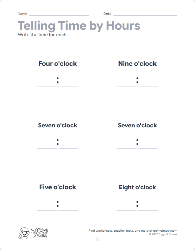 Time Words to Numbers - Hours (Set 2) preview