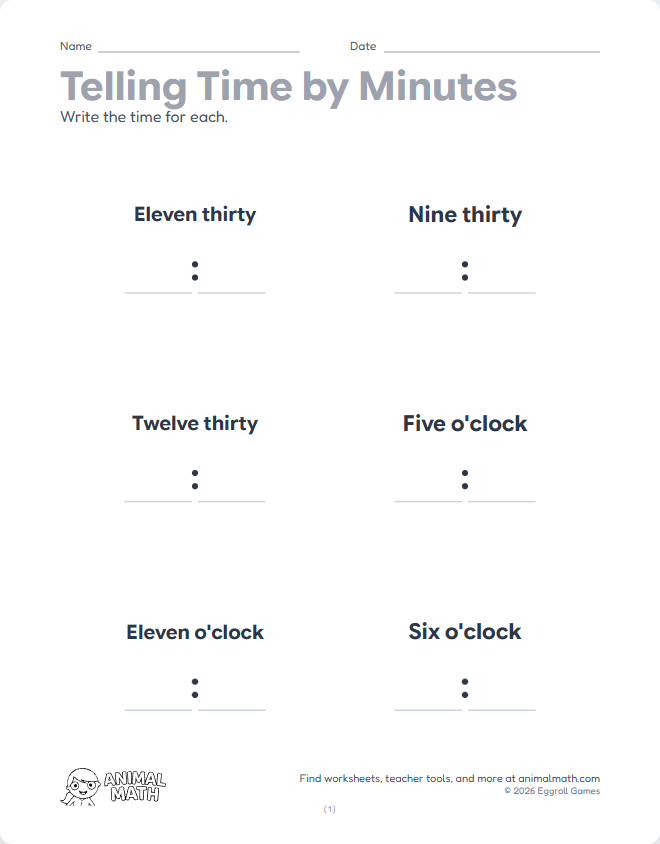 Time Words to Numbers - Minutes (Set 2) preview