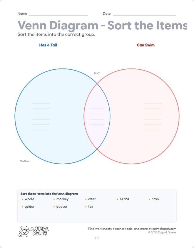 Venn Diagram - Sort Animals (Medium) preview