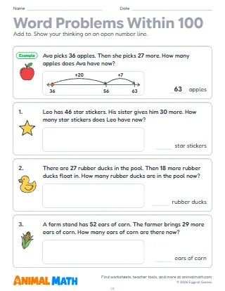 Word Problems Within 100