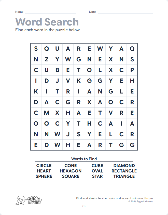 Word Search - Shapes