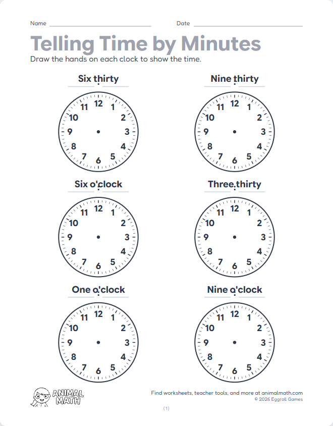 Words to Clock - Minutes (Set 2)
